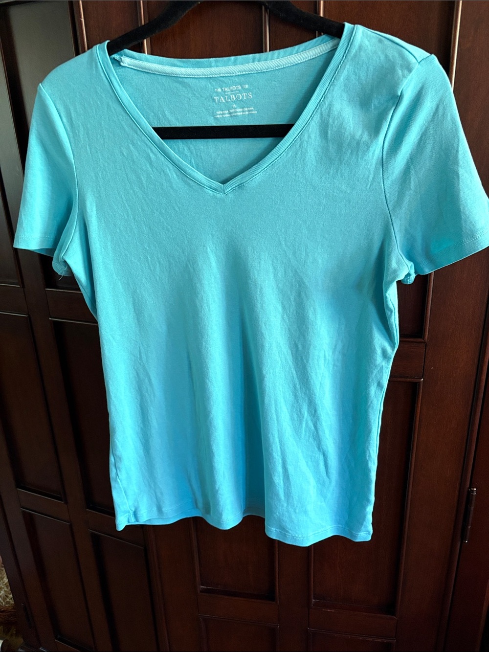 Talbots Short-Sleeve V-Neck Tee in Aqua
